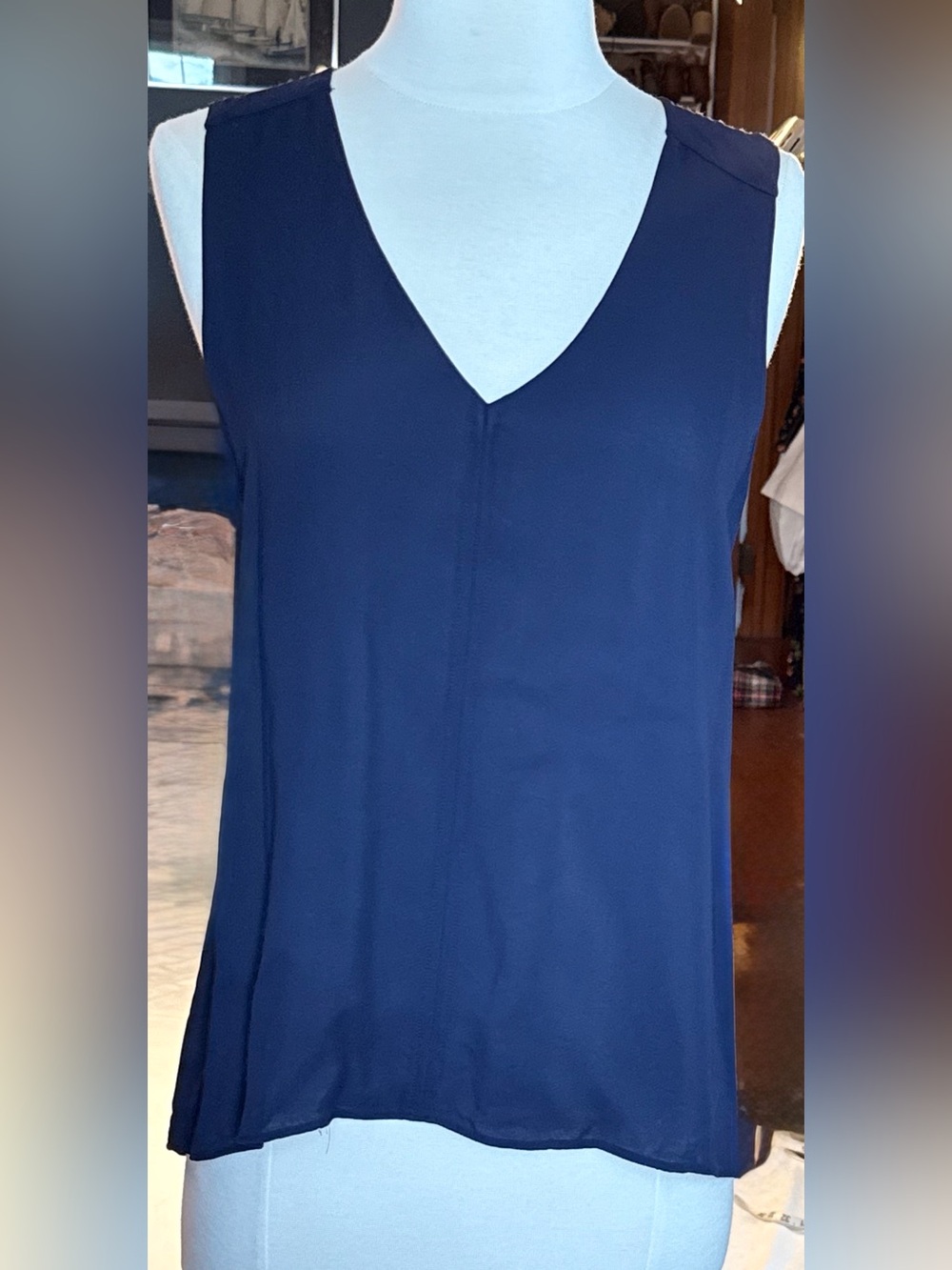J CREW Navy Chiffon Tank Blouse